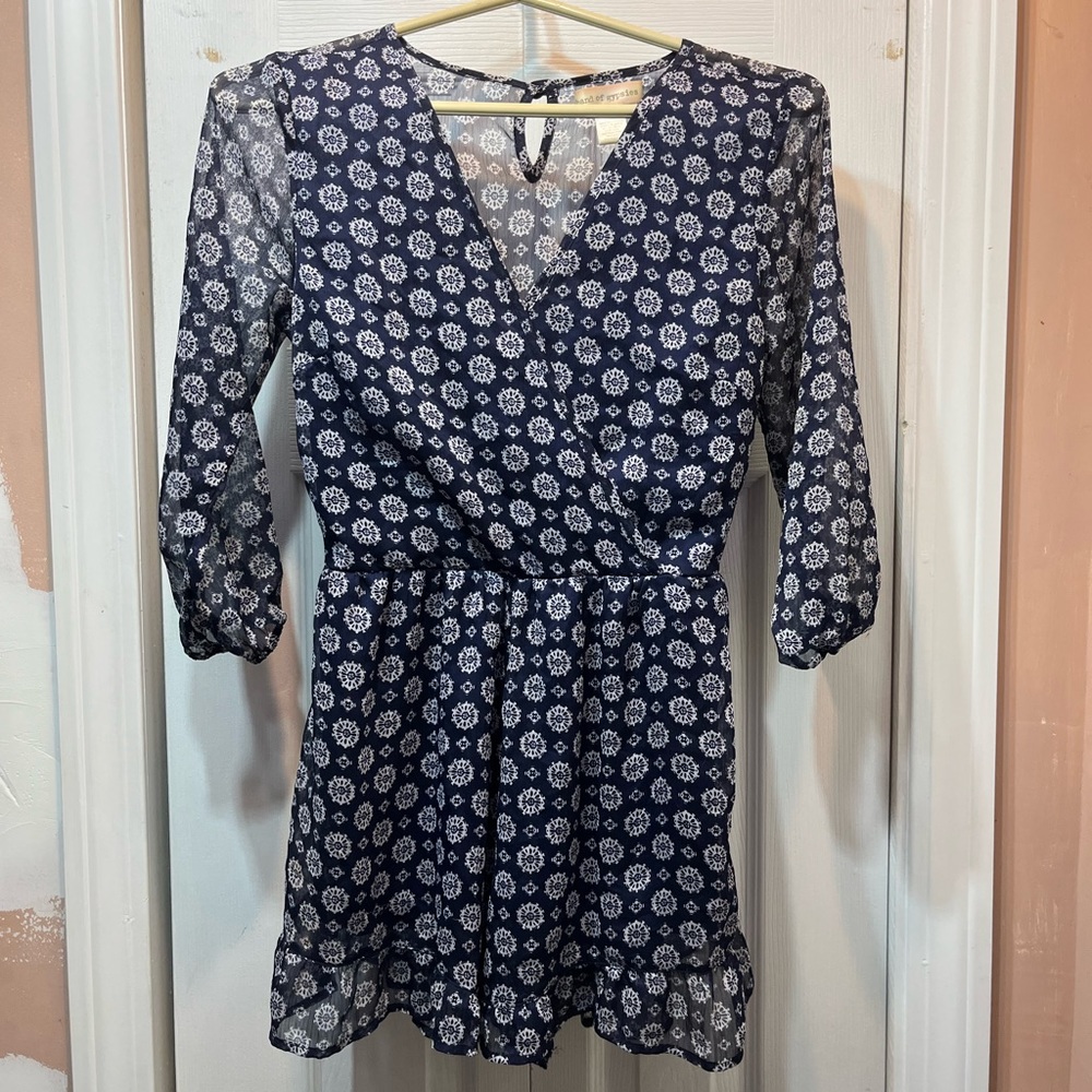 Band of Gypsies Romper, XS, Blue and White